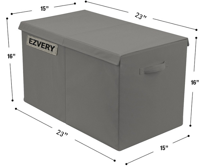 EZVERY Chests for toys,Large Grey Foldable Non-Woven Fabric Storage Box with Removable Lid – Collapsible Organizer for Toys, Clothes, Bedding & Home Essentials