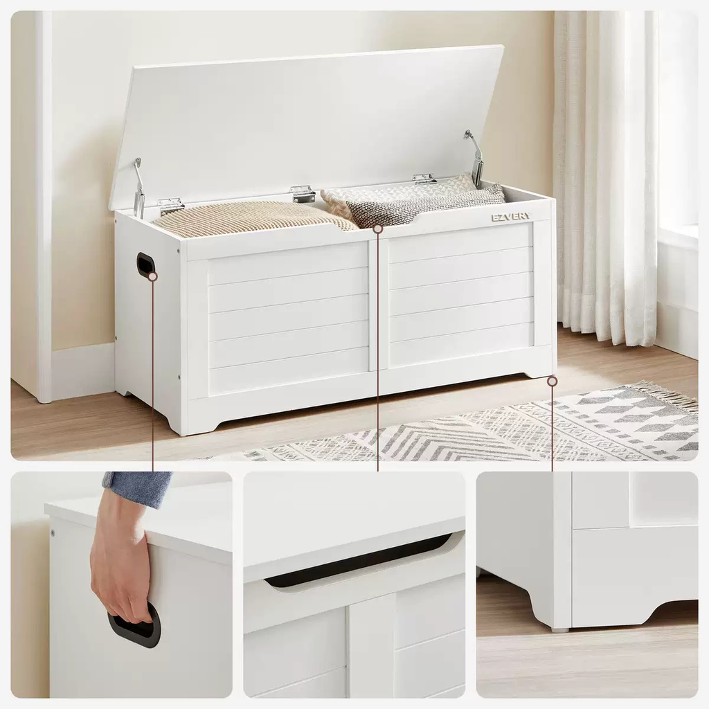EZVERY Chests for toys,White Farmhouse Storage Bench,for Children's Bed Room,Entryway,Living Room.